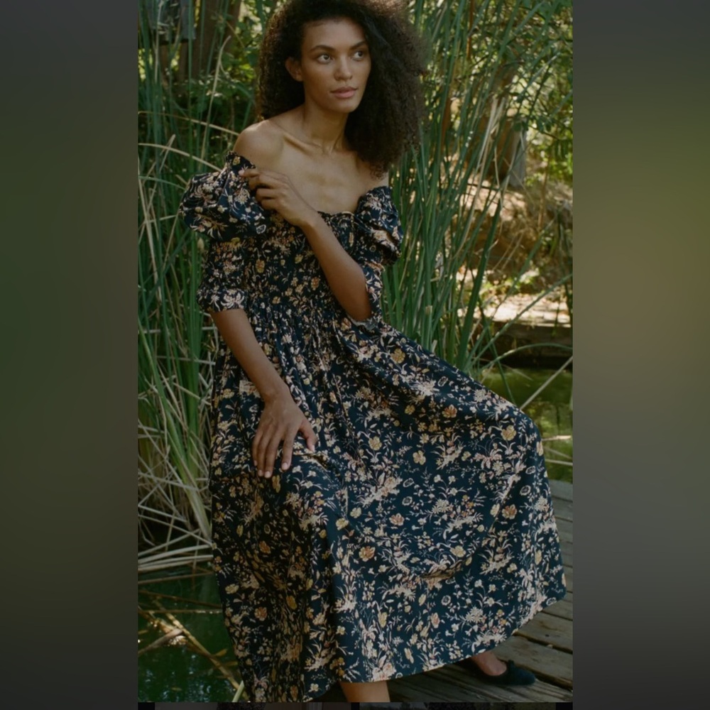 Doen Bijou Dress Navy Oaks Bluff Floral Size M